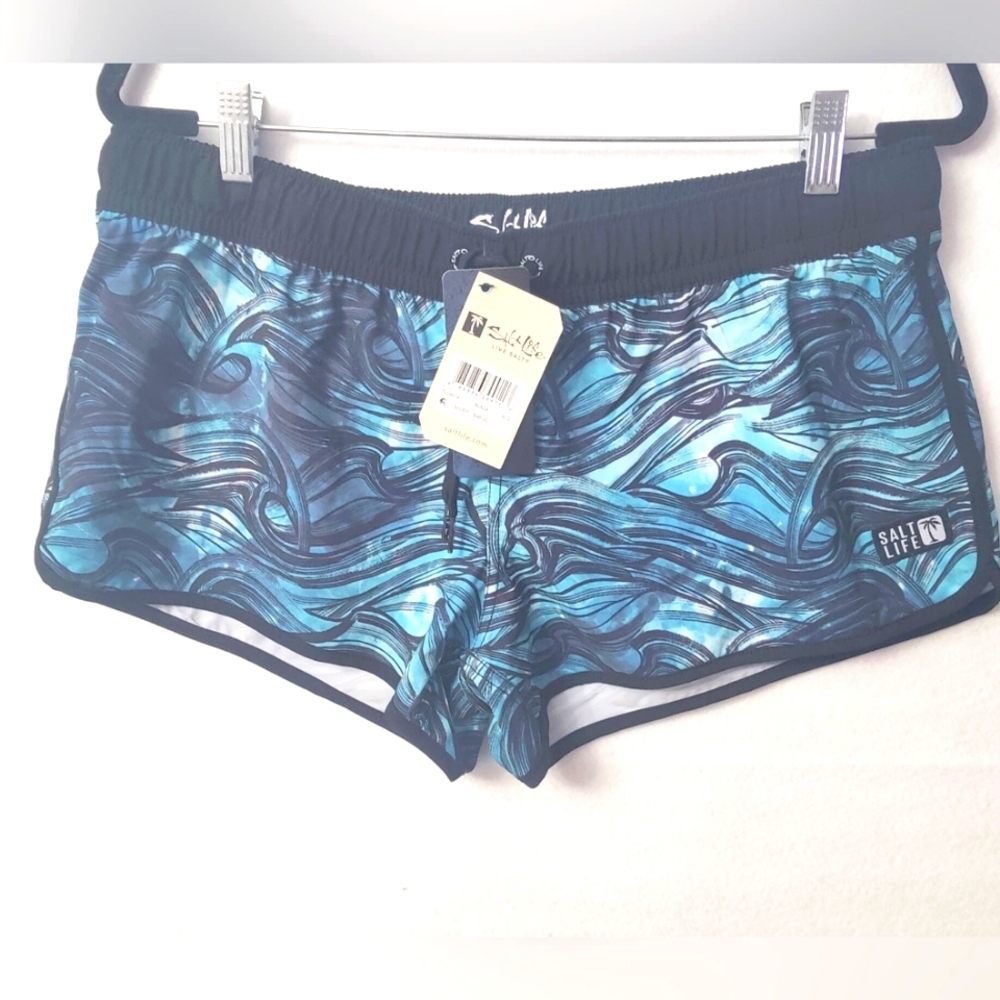 Salt Life Tidal WaveWomen's    Shorts NWT‎ Size XL Black And Blue SLJ4024